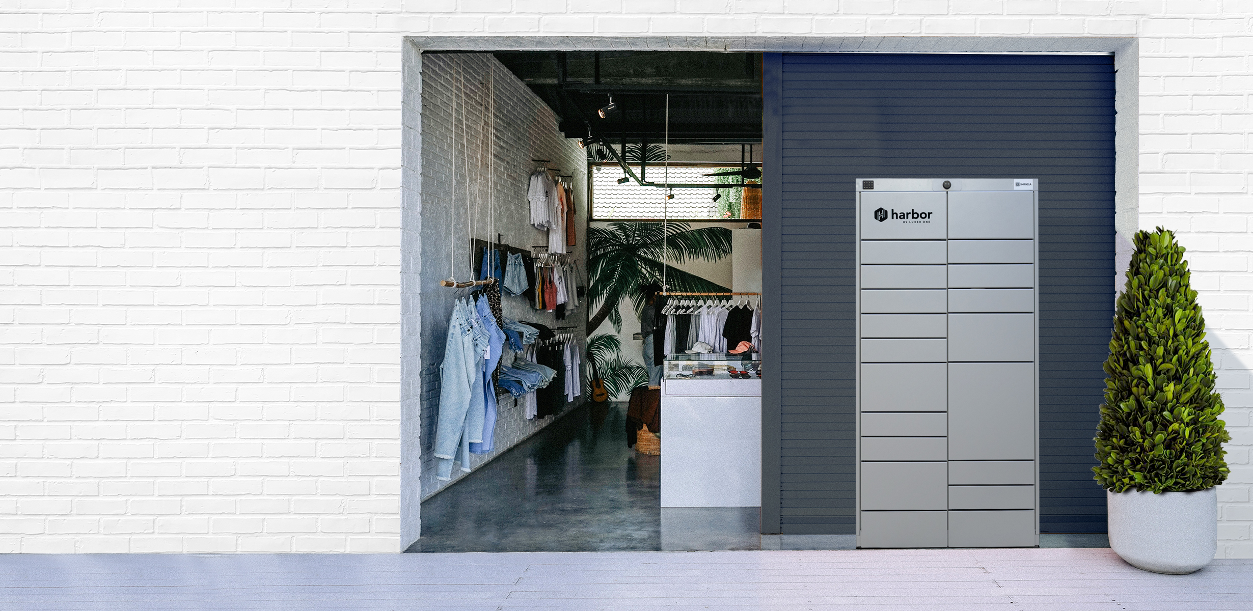 Harbor by Luxer One smart lockers for modern business operations outside a small business