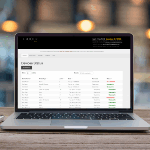 Manager viewing device dashboard to track usage and charging status