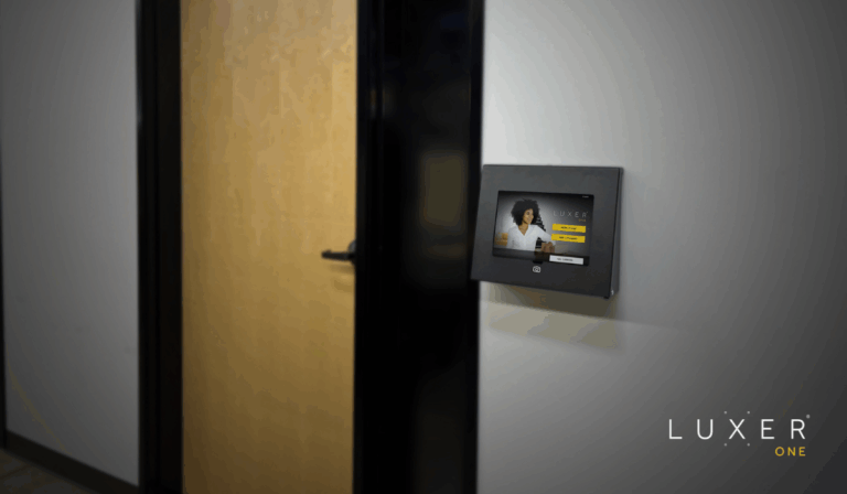 Luxer One Entry Touchscreen Outside a Smart Package Room