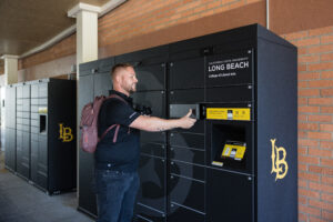 Student using smart locker on university campus
