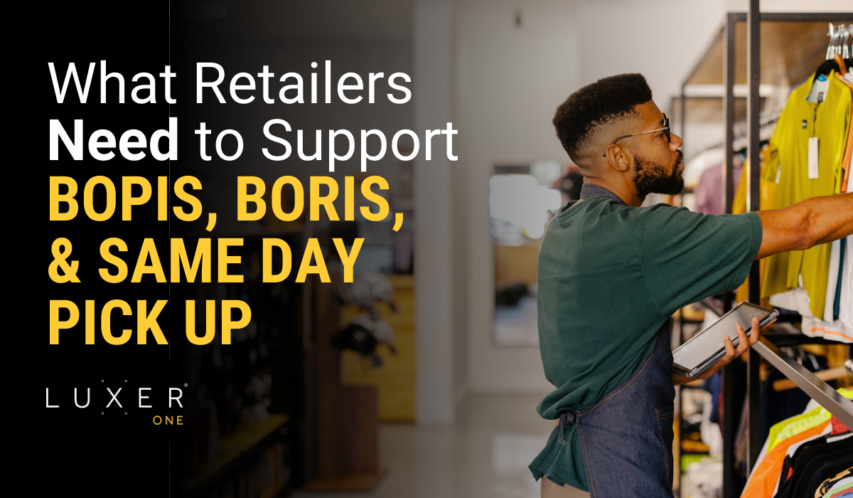 Retail worker stocking shelves BOPIS