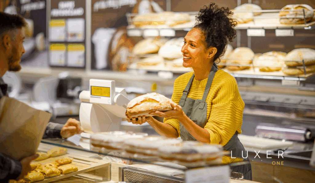Woman at retail counter