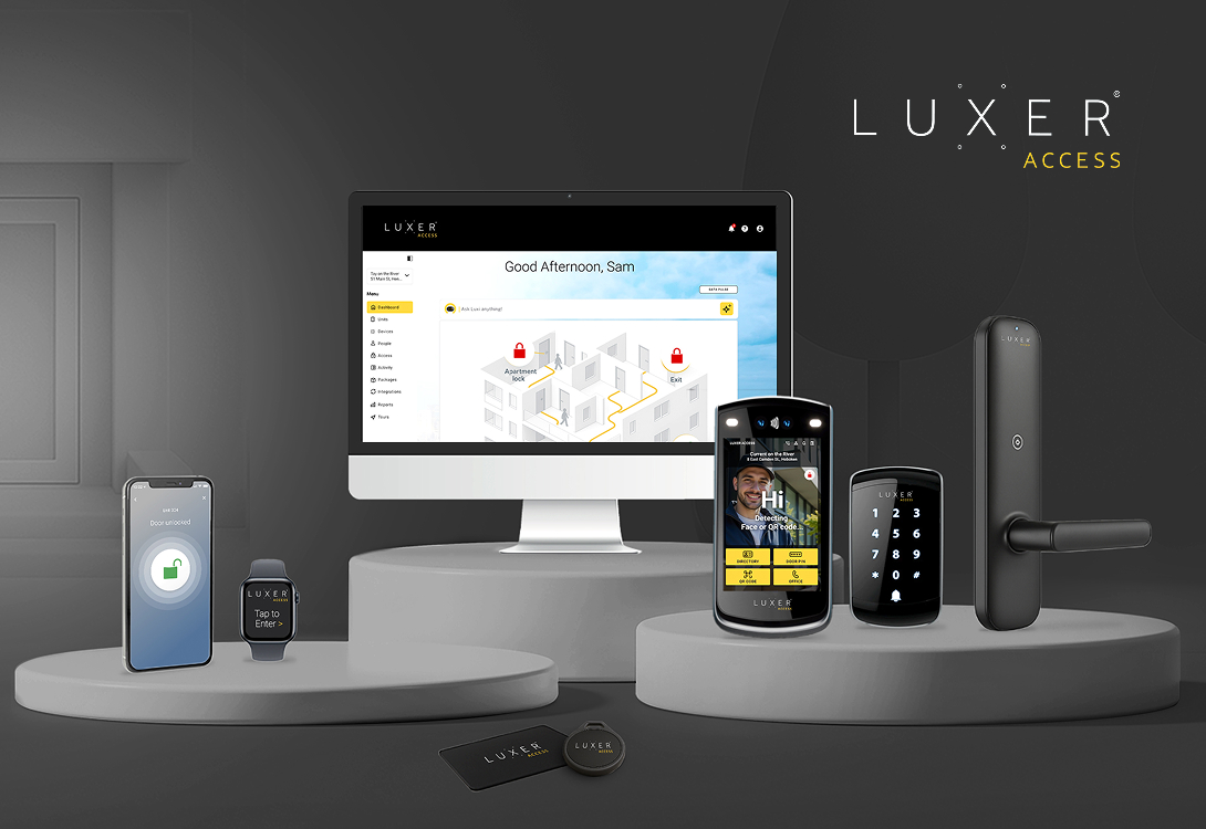 Luxer Access ecosystem of integrated access control products for multifamily properties.